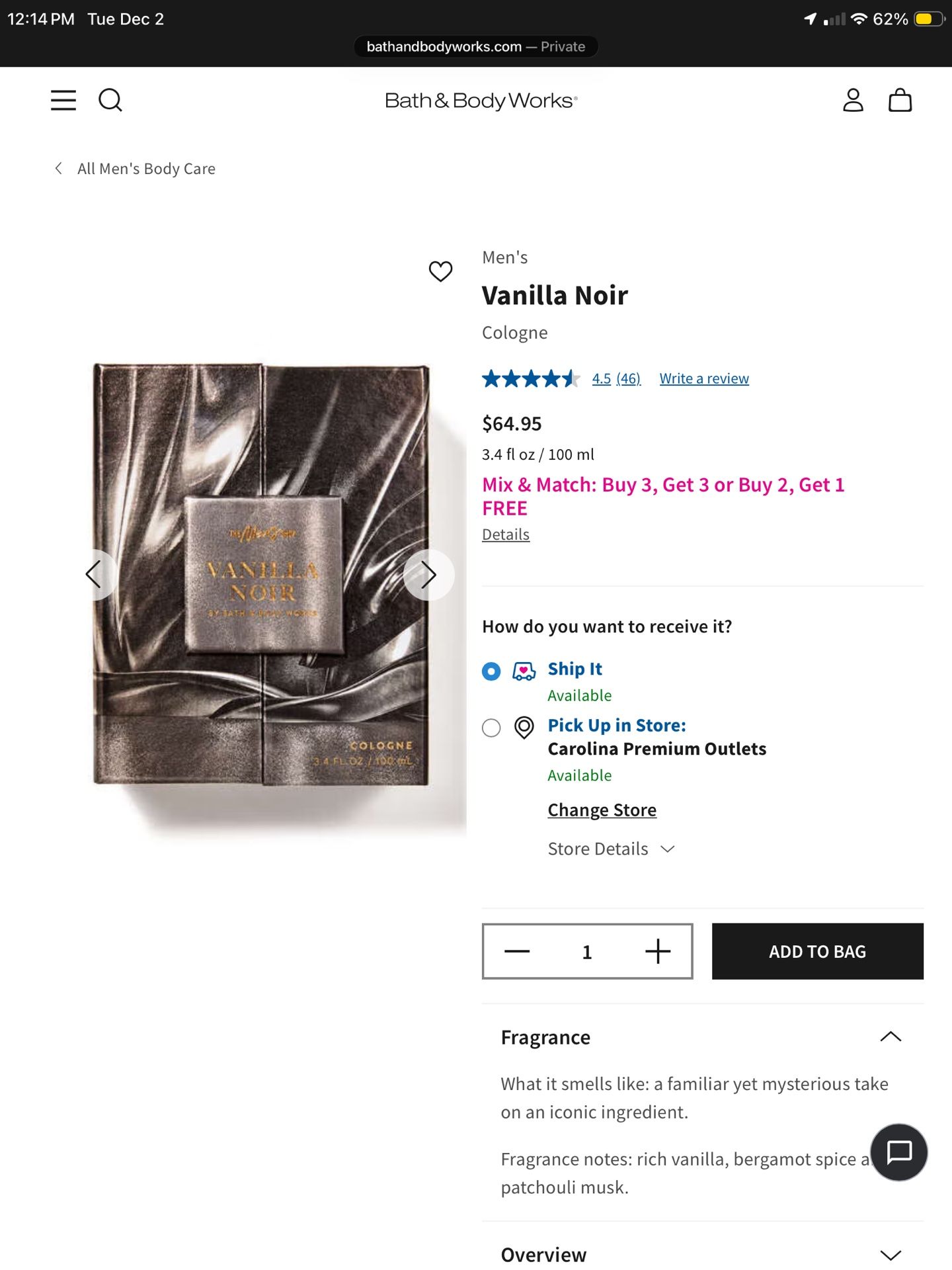 Bath And Body Work Men’s Cologne