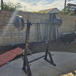 Barbell Rack + 2 Bars + 95 Lbs Of Plates (CSUN)