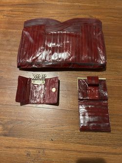 Beautiful Eel Skin Purse, Wallet/Change Purse & Key Holder Set