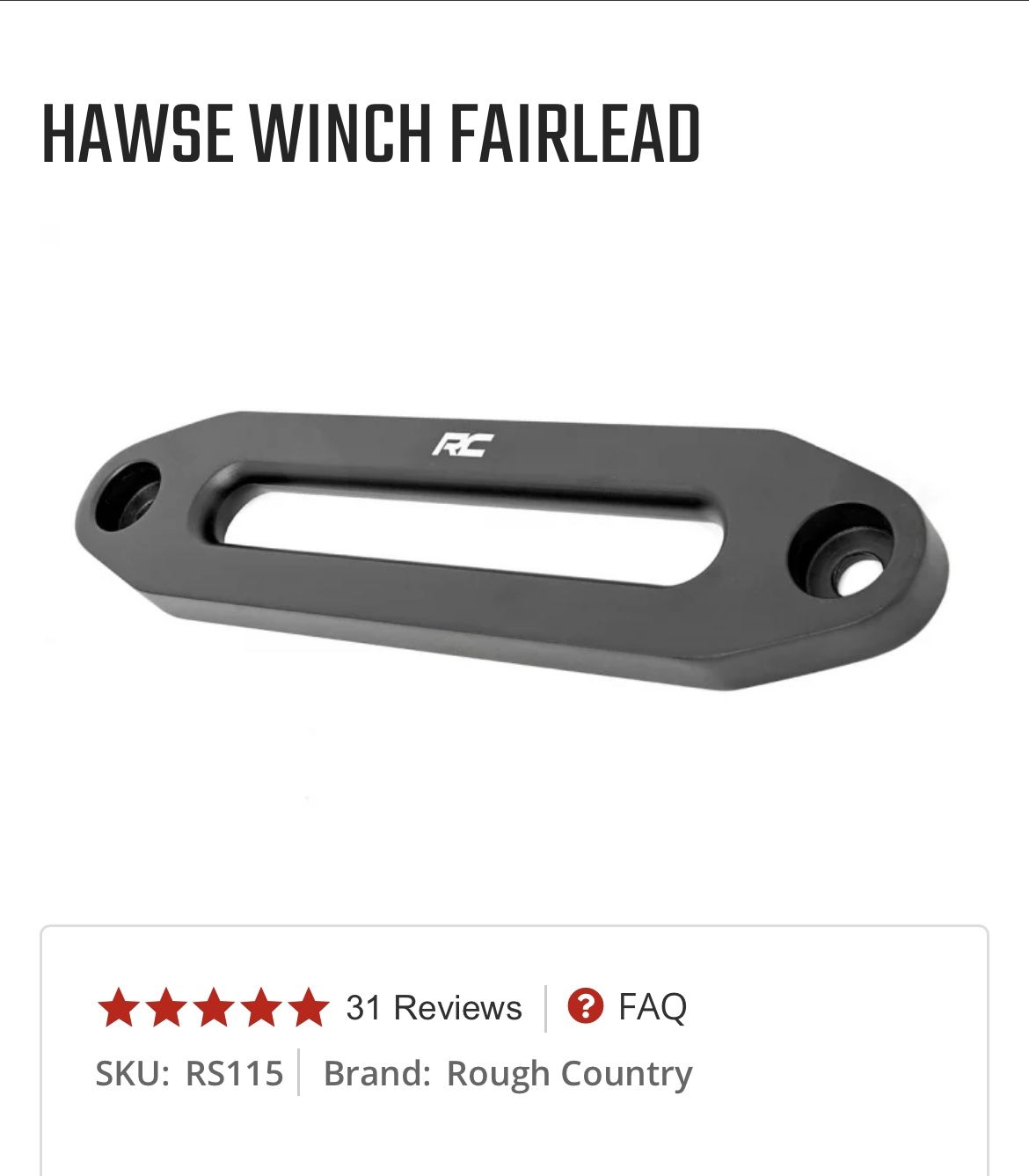 Rough country Hawse Winch Fairled