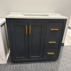 36” Bathroom Vanity In Charcoal Blue 