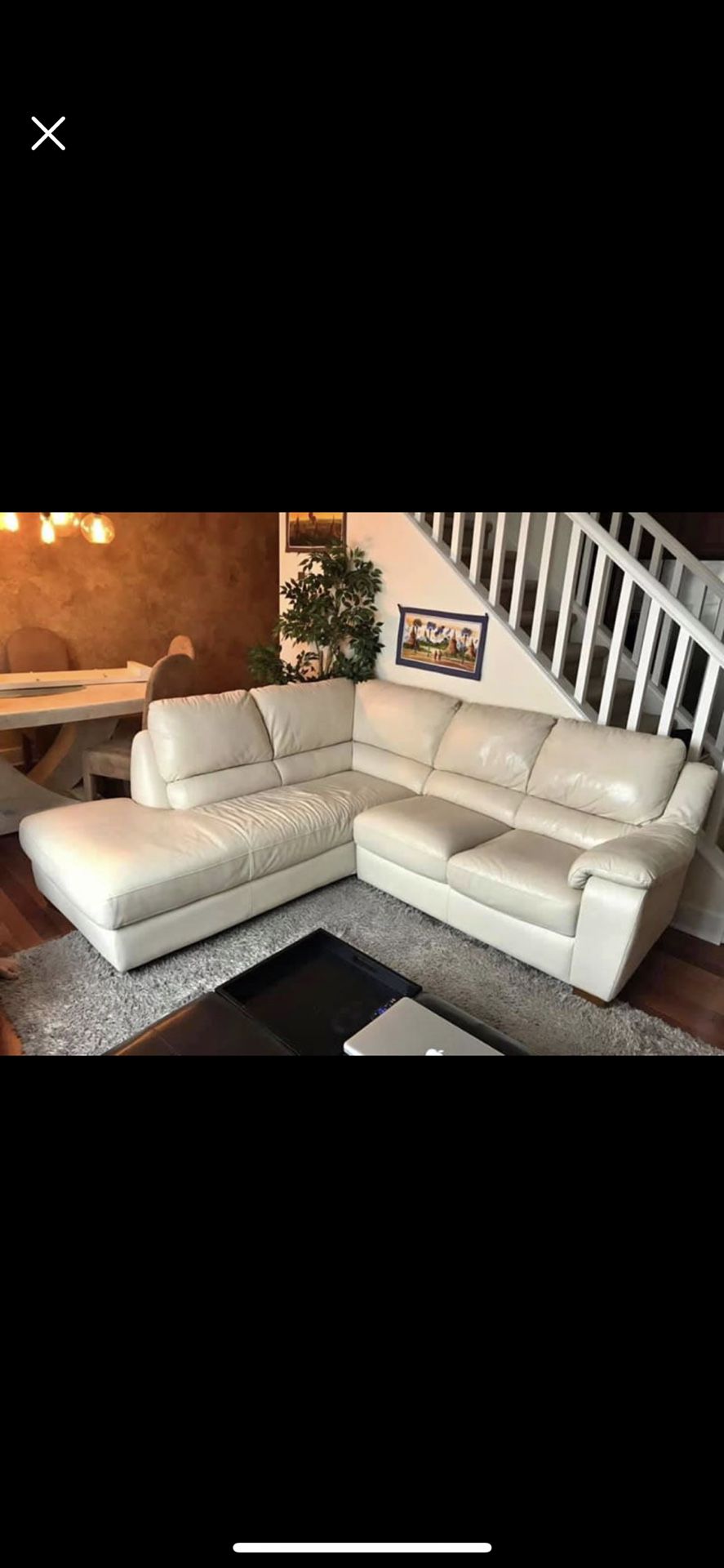 Couch Leather L-Shaped Sectional