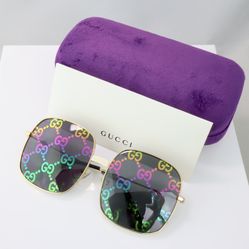 Gucci Oversized Square Sunglasses in Gold GG Logo