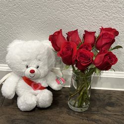 Brand New Angel Winged Bear w/ Red Roses