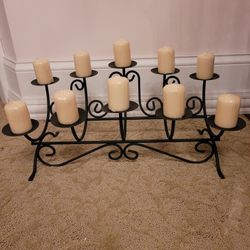 New in Box Firelabra 10 Candle Black Metal Fireplace Candleholder 