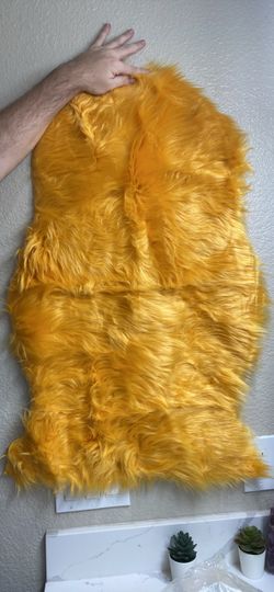 Yellow Faux Fur Accent Rug