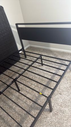Full Size Bed Frame, Wooden Headboard and Footboard, Black Oak