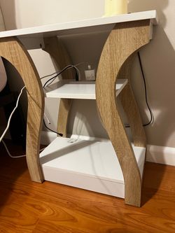 White and Oak Desk with Shelves