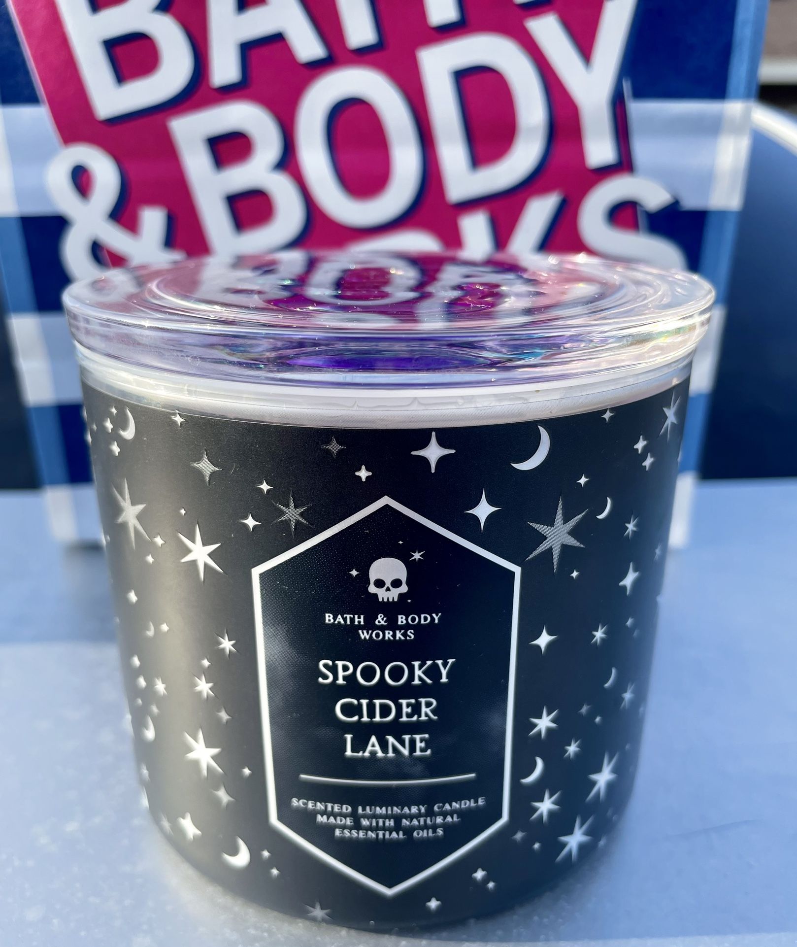 Spooky Cider 3 Wick Candle With Skull Glass 3D Lid 