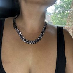 black pavé cuban link necklace