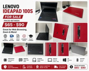 Lenovo IdeaPad 100S Laptop – $65–$90
