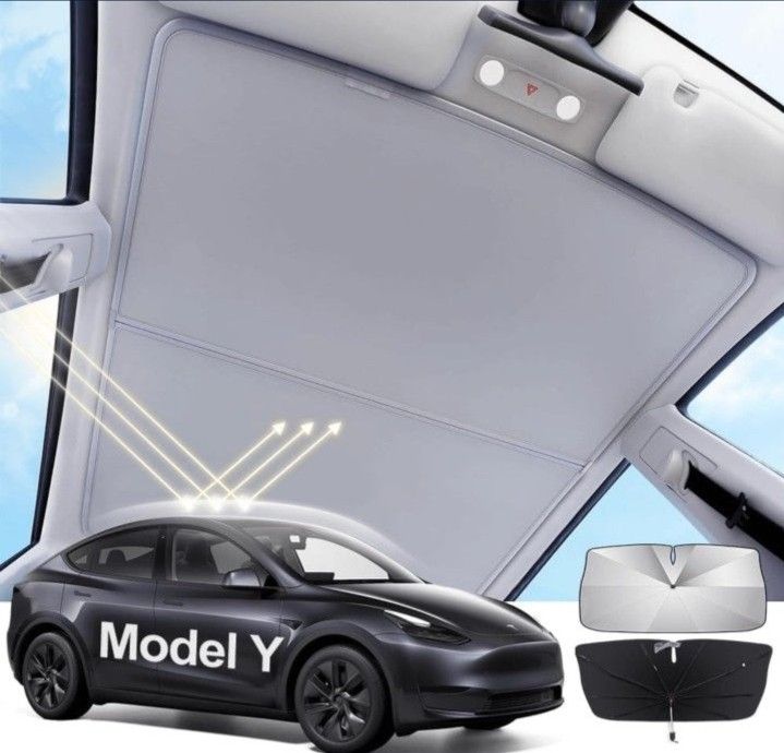 Tesla Model Y 2020-2025 Sunshade Roof -with Windshield Sun Shade,