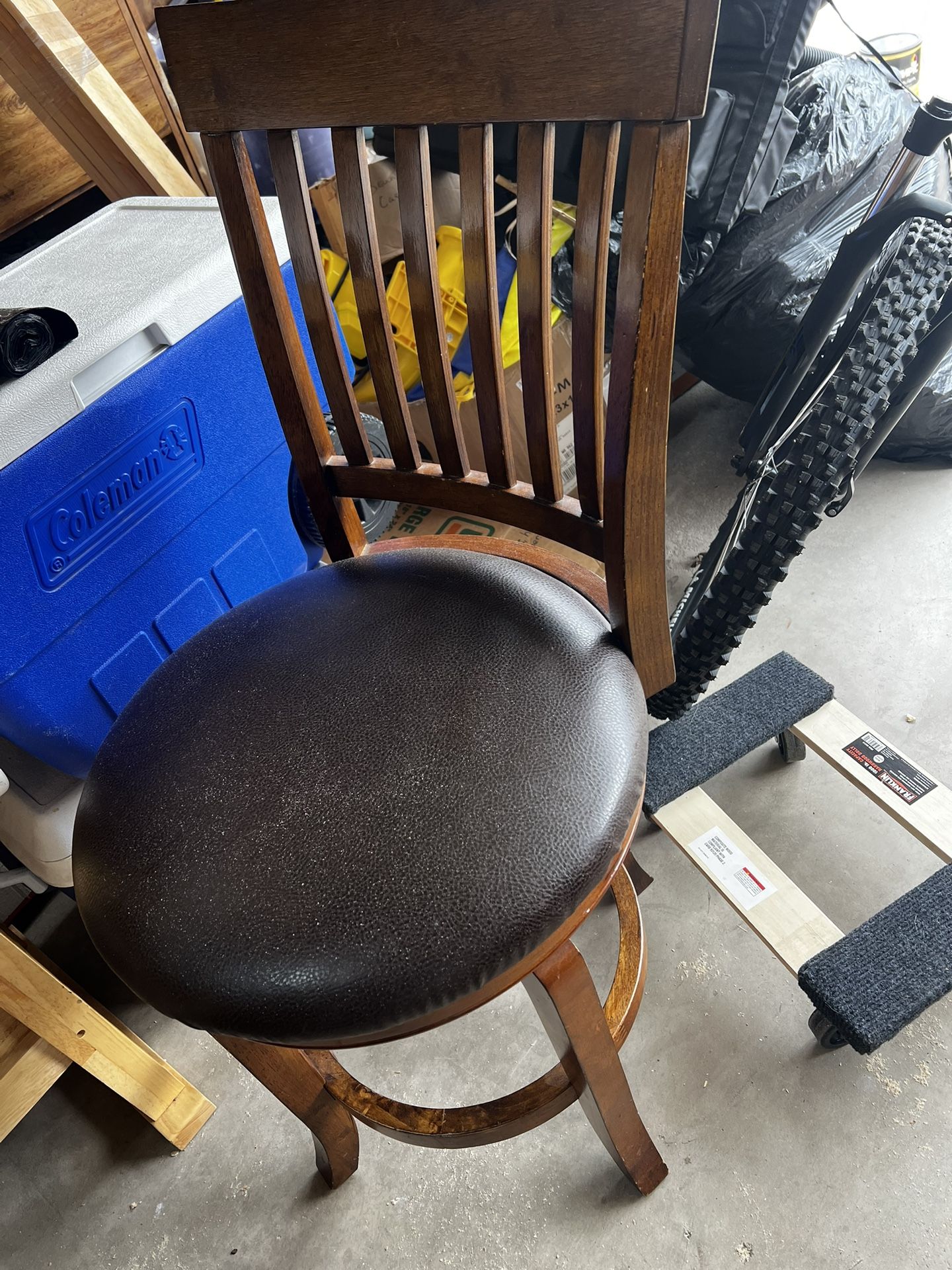 Two Spinning Bar Stools. Solid Wood