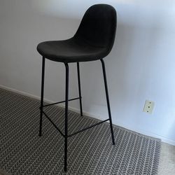 Modern Velvet Bar Stool – Dark Green Seat / Black Metal Frame (30” Seat Height)