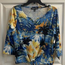 Brand New Ladies Tropical Print Top Size PL
