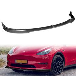 For 2020-2024 Tesla Model Y STP-Style Painted Carbon Front Bumper Body Spoiler Lip -(2-PU-547-PCF