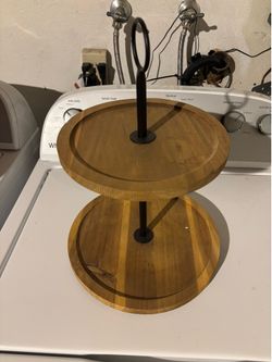 2 tier wooden decorative tray