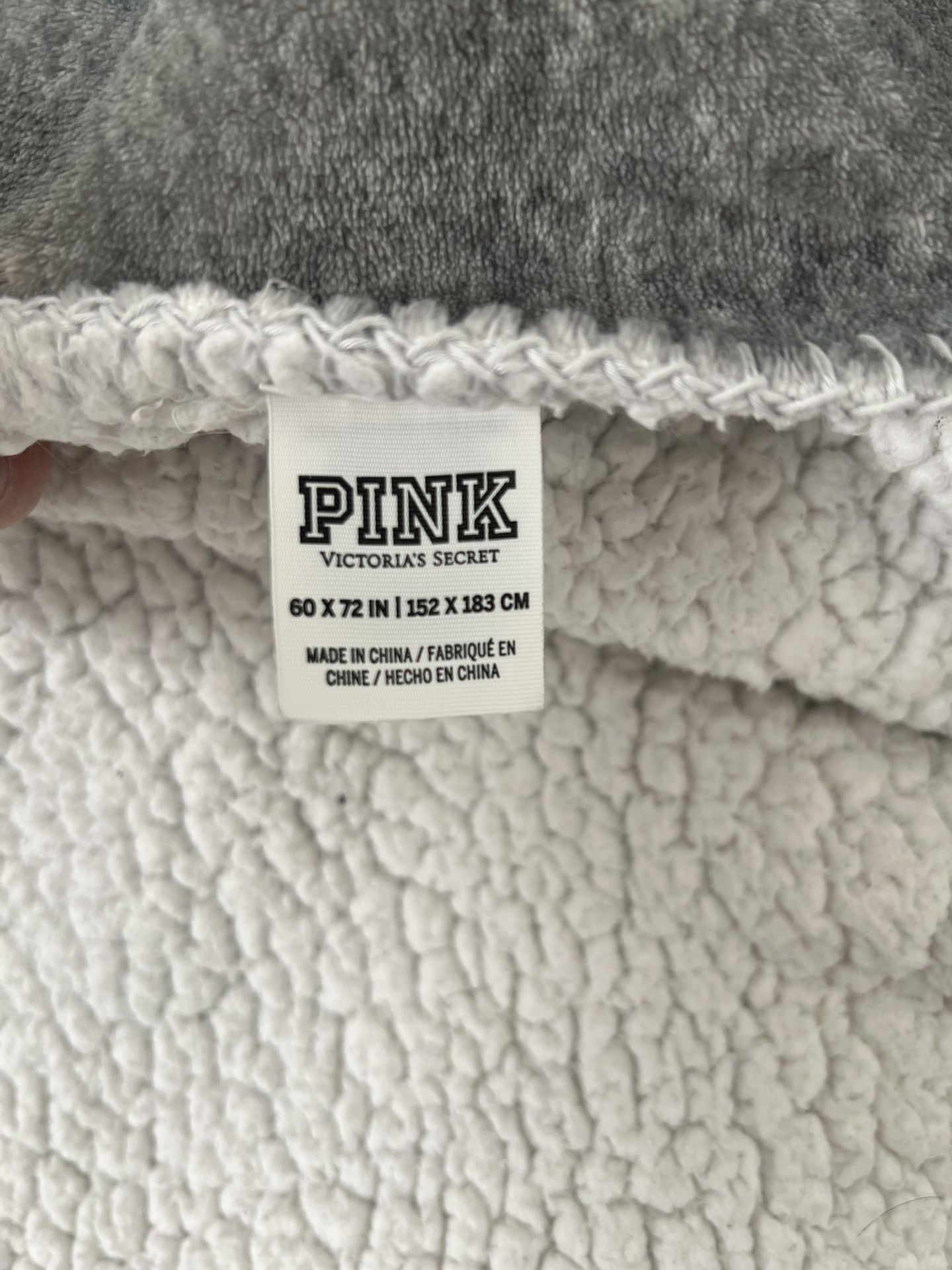 Hot VS Pink Gray White Dog Logo Sherpa Blanket