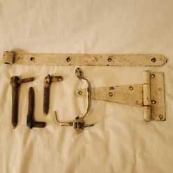 Antique Gate Hardware Barn Door Salvage Farm T Strap Hinge Handle Iron