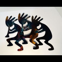 Kokopelli Style Metal Folk Art Wall Hanger