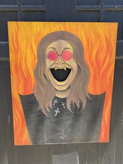 Unique Hand Painted Ozzy Artwork On Wood