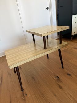 MCM tiered step side bedside table nightstand