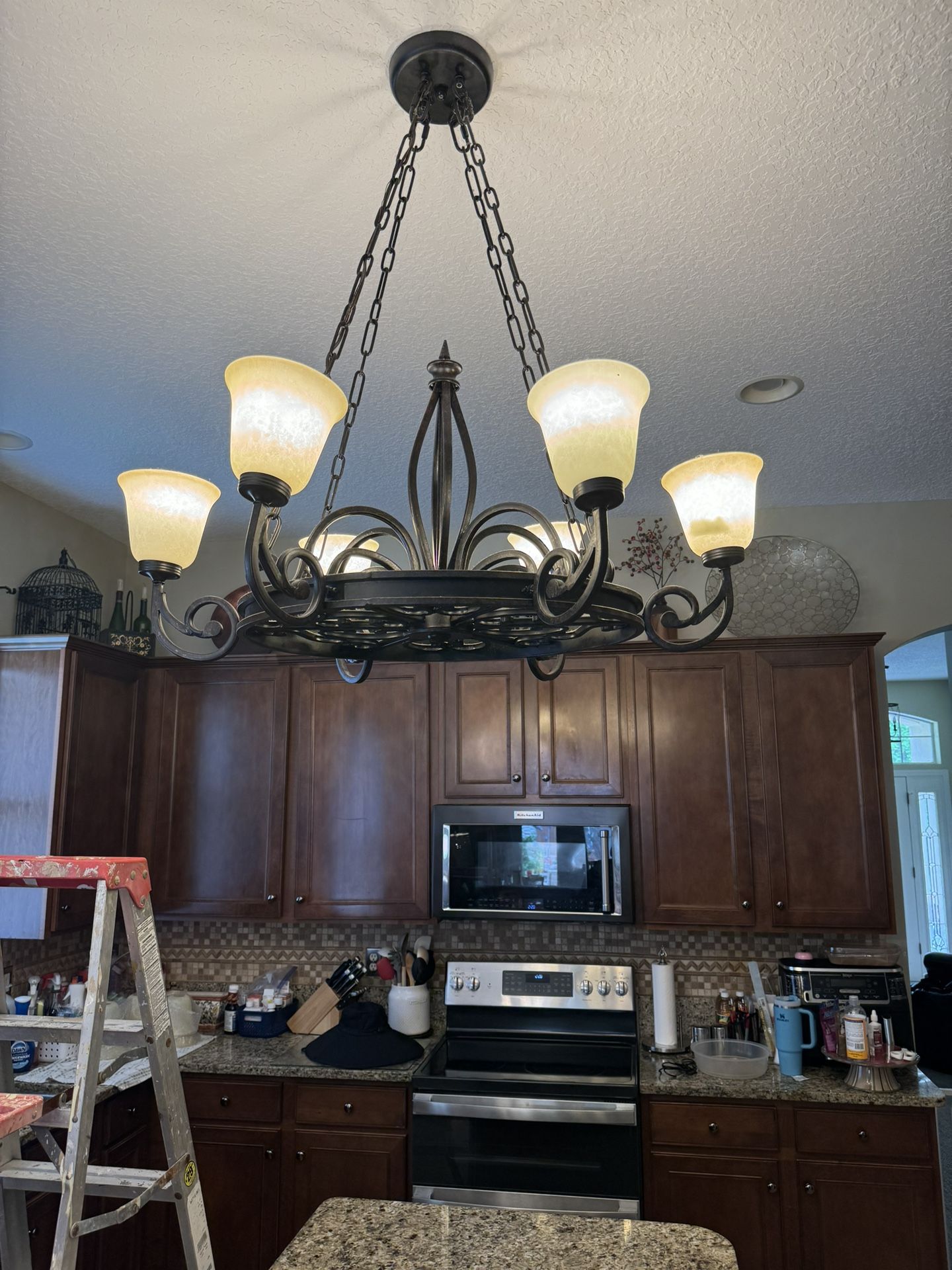 Wrought iron 6 light pot rack