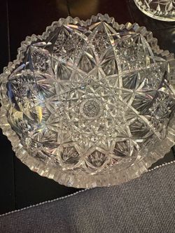 American Brilliant Cut Glads Hobstar design Salad/Berry Bowl