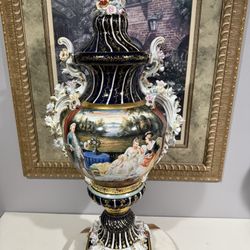 Hand-painted Floral Porcelain Urn