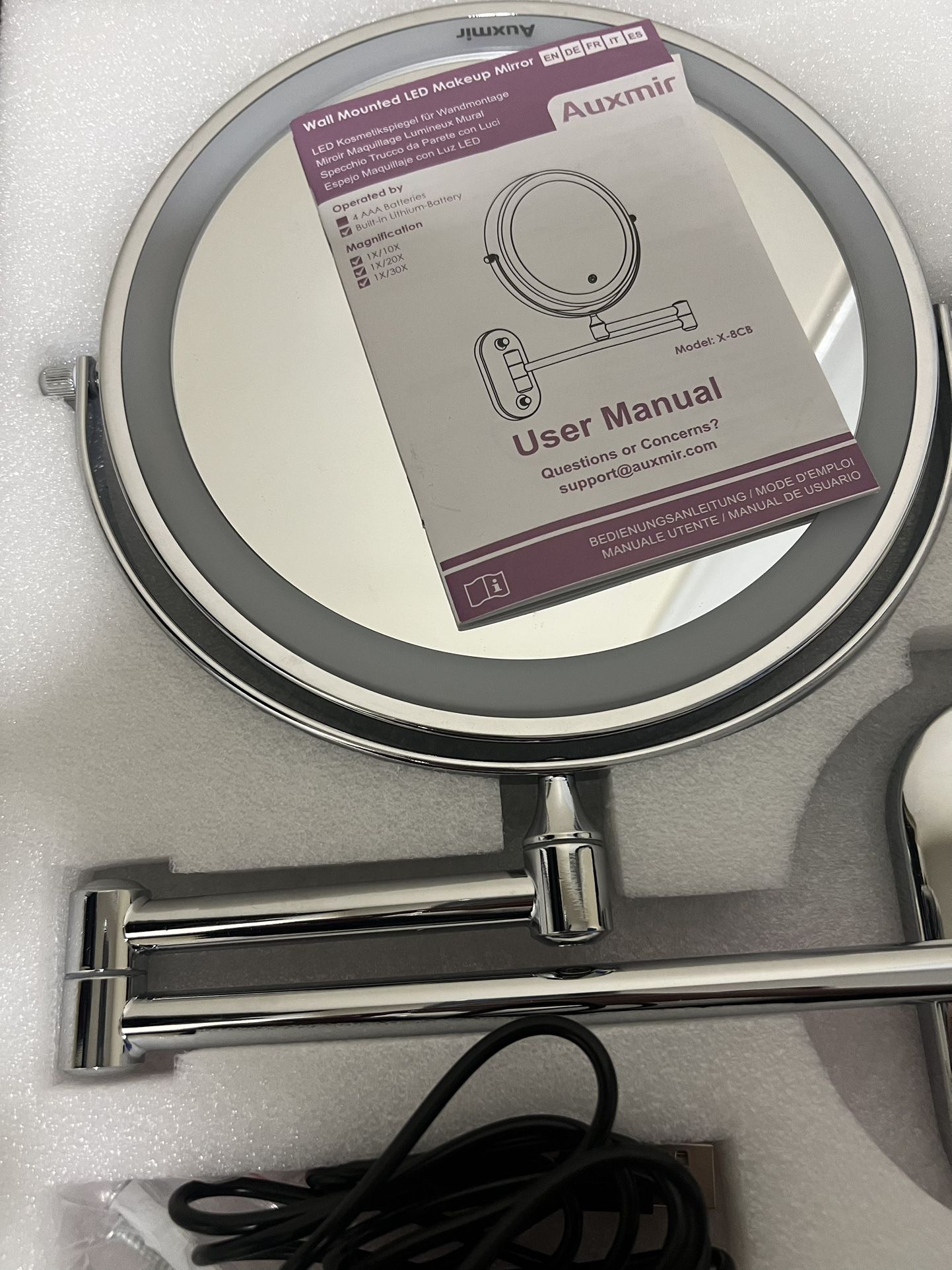 Auxmir Wall Mounted LED Makeup Mirror