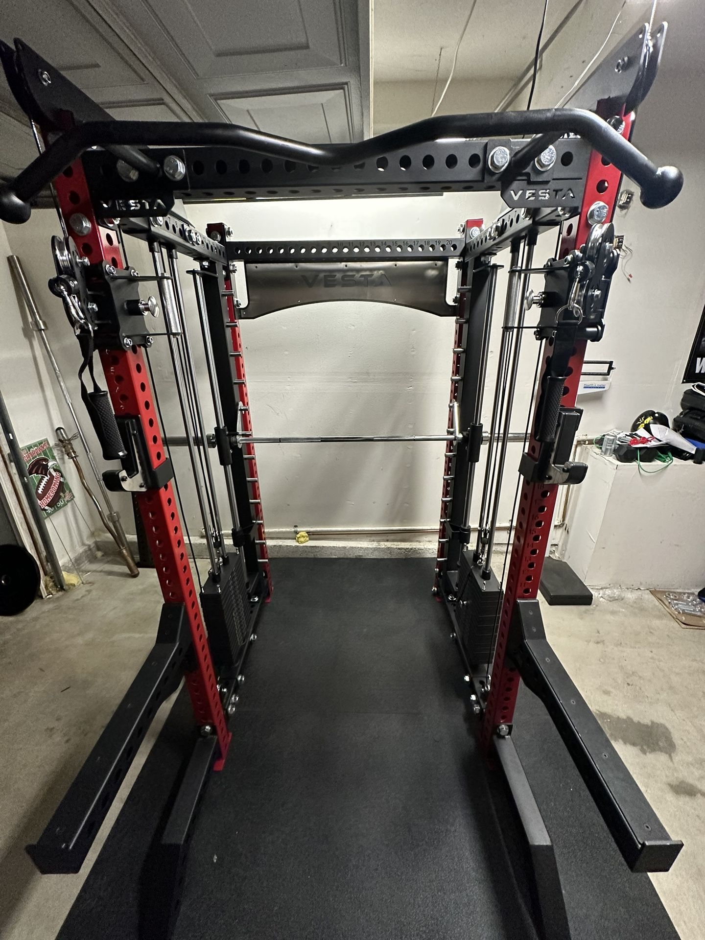 Vesta Fitness PRO SERIES Ultimate Half Rack Functional Trainer w/Smith Machine Bar 320lb Stack Gym Equipment Fitness Commercial Squat Rack