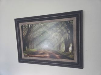 Large Framed Tree-Lined Road Wall Art – 45" x 33"