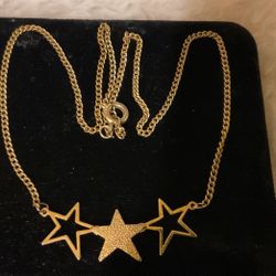 Gold tone Necklace With attached 3 Stars Pendant (SIR-h)