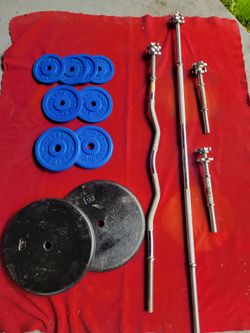 137LBs  1" HOLE. STRAIGHT BAR. EZ-CURL BAR. DUMBBELLS BARS 
2-25s.  2-10s  5-5s  4-2.5s 
11525 S HALSTED /7111.S WESTERN   
150$