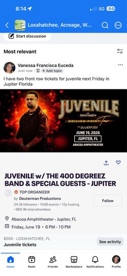 Juvenile front row tickets