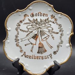 Vintage Giftcraft Japan Golden 50th Anniversary Commemorative Porcelain Plate 7.5"