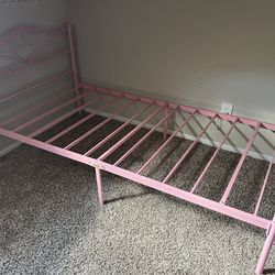 Girls pink twin size bed frame