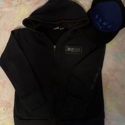 Puma Black warm hoddie & Puma snapback hat bundle boys size 10-12 