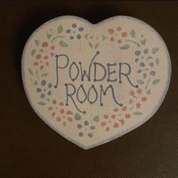 Heart Shaped Hand painted Powder Room Wood Sign