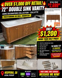 🔥 HUGE DISCOUNT! 72” DOUBLE SINK VANITY 🔥  Hey everyone! We have this beautiful 72-inch double sink bathroom vanity available at a fraction of the r