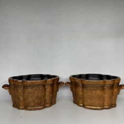 Large Brown Ceramic Pots—Planters with Two Handles ($20 each)