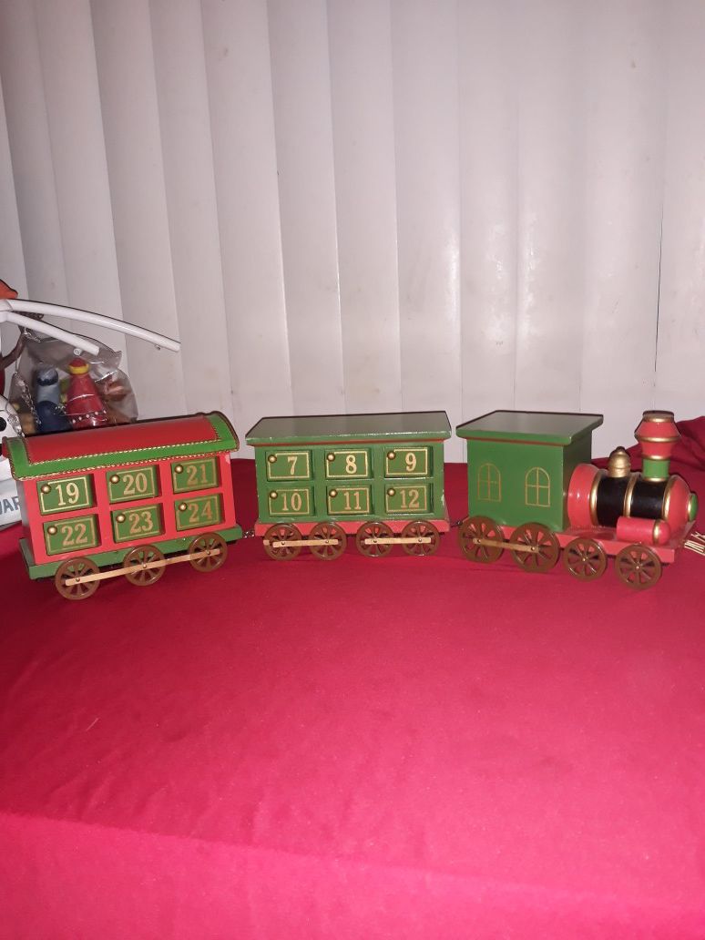 Christmas decoration wood train 5 inch H and 2 ft. long