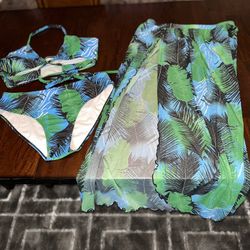 Shein 3 Piece Tropical Swim Set 1x/2x