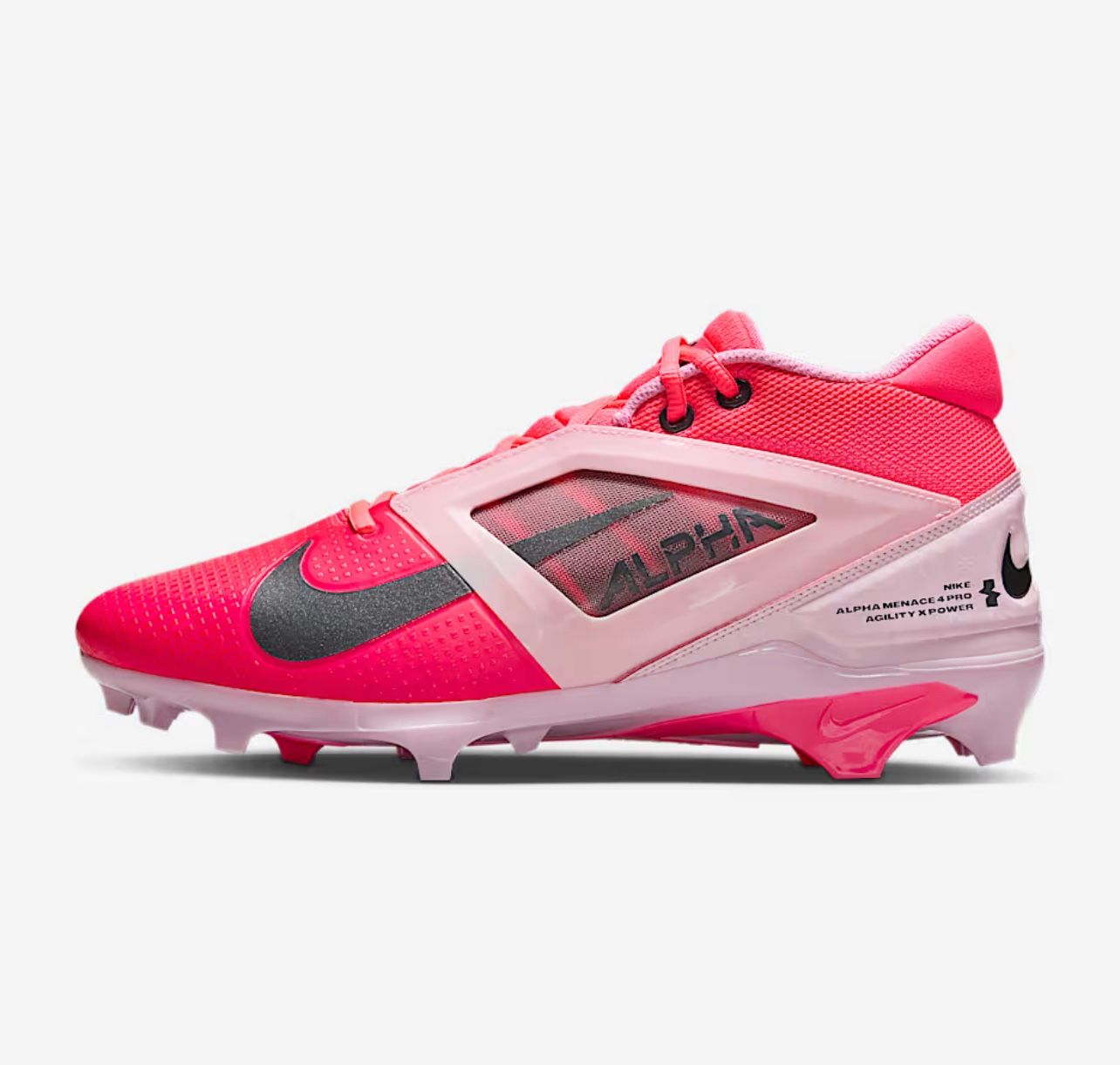 Nike Alpha Menace 4 Pro NRG Racer Pink/Grey Cleats Men's HJ4568-600 Size 7