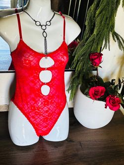 Red Lace Cutout Lingerie Bodysuit