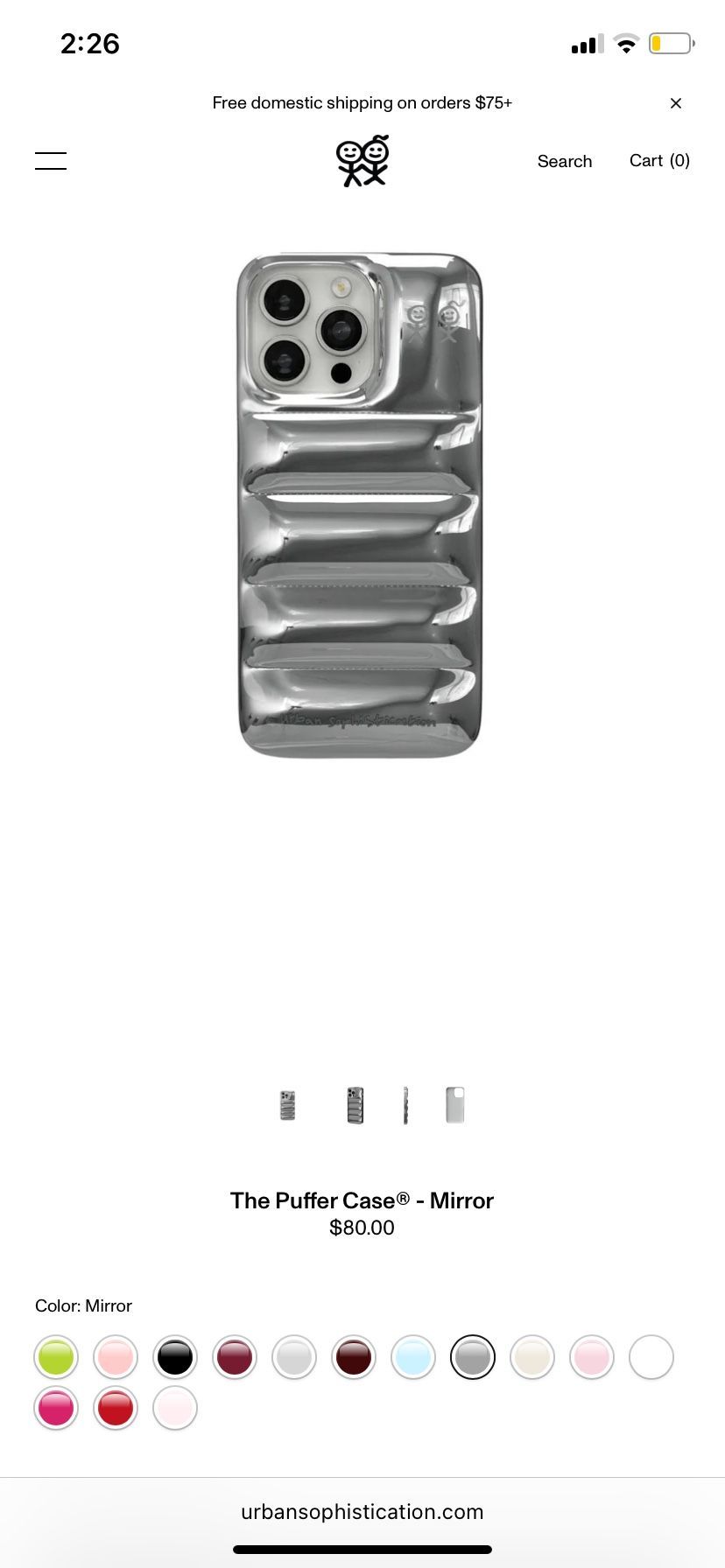 NEW - Urban Sophistication - The Puffer Case In Mirror
