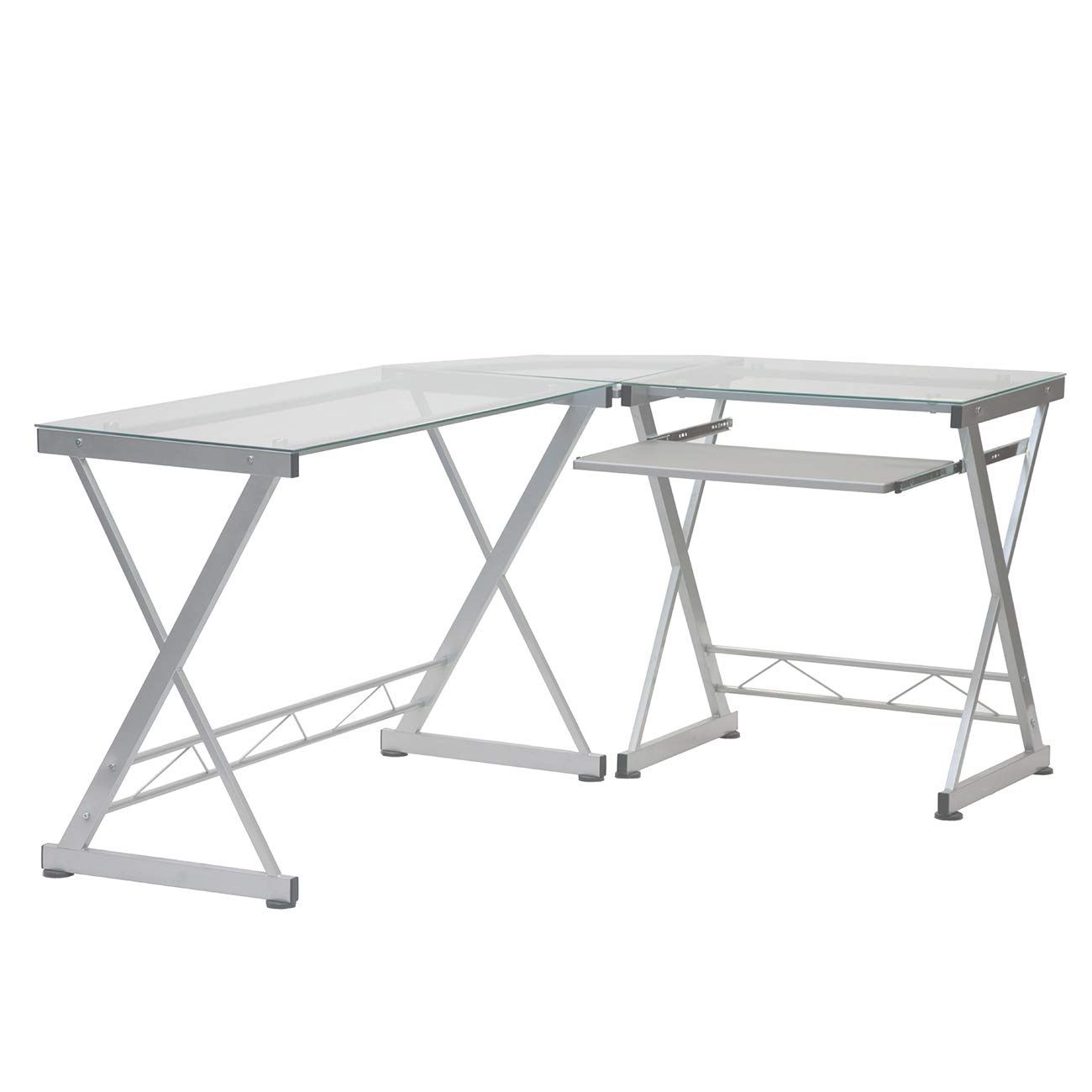 New Glass Top L-Shaped Desk