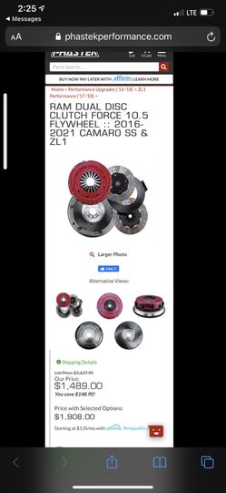 RAM DUAL DISC CLUTCH FORCE 10.5 ALUMINUM FLYWHEEL :: 2016-2021 CAMARO SS & ZL1 800+HP LS TR6060