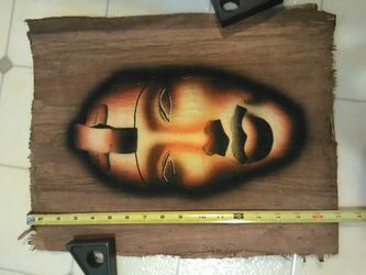 Aerosol art, Tiki mask, free-hand, Custom 17x14"