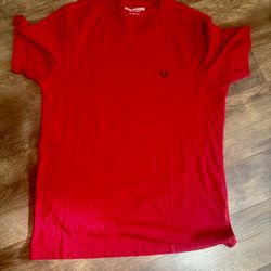 red and black true religion shirt